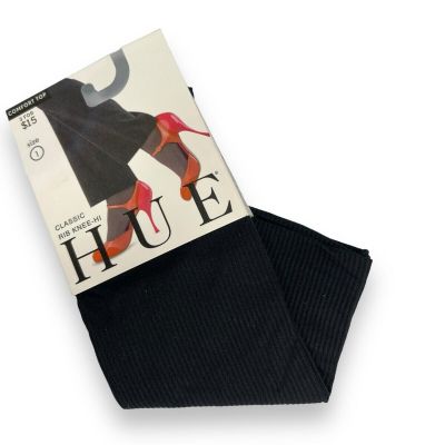 HUE Women’s Classic Rib Knee Hi One Size Black 1 Pair NEW